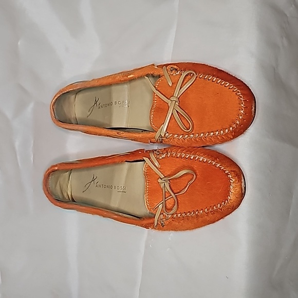 Antonio Bossi Pony Skin Orange Moccasins - Picture 1 of 4